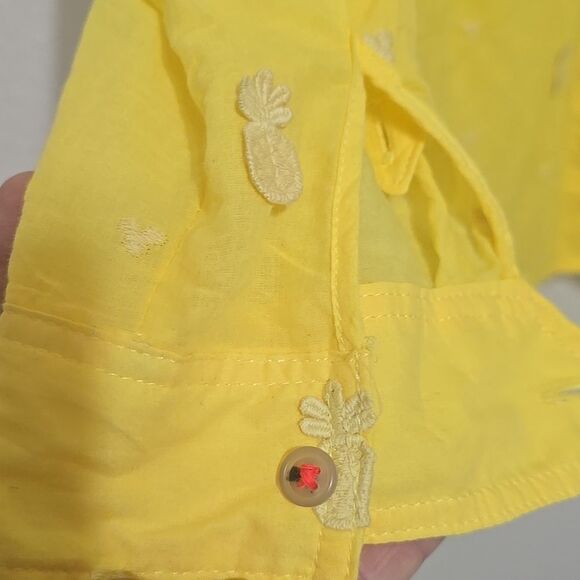 Anthropologie Maeve Yellow Button Down Top w/Pineapples Size 6 - Picture 5 of 10